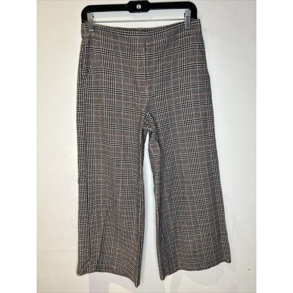 NWT Loft Shimmer Gray/Black Houndstooth Wide Leg Pull On Pants SZ S